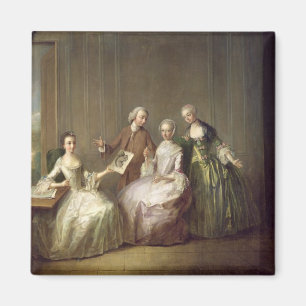 Familie in einem Innenraum mit Eichhörnchen Magnet