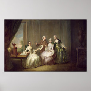 Familie in einem Innenraum mit Eichhörnchen Poster