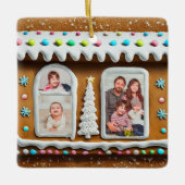 Familie in Gingerbrot Weihnachtshaus Weihnachtsgeb Keramikornament (Vorderseite)