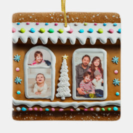 Familie in Gingerbrot Weihnachtshaus Weihnachtsgeb Keramikornament