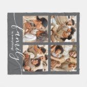 Familie ist alles 4 Foto Collage Grau Fleecedecke (Vorderseite (Horizontal))