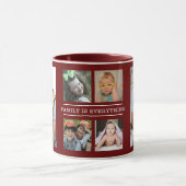 Familie ist alles 6 Foto Collage Burgund Tasse (Zentrum)