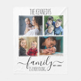 Familie ist alles Angebot 4 FotoCollage weiß Fleecedecke