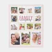 Familie ist alles Blush Pink Foto Collage Fleecedecke (Vorderseite)