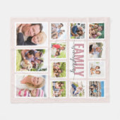 Familie ist alles Blush Pink Foto Collage Fleecedecke (Vorderseite (Horizontal))