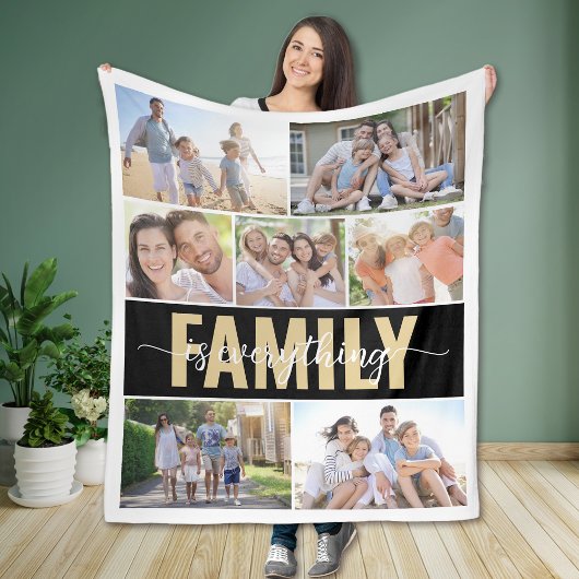 Familie ist alles FotoCollage Fleecedecke
