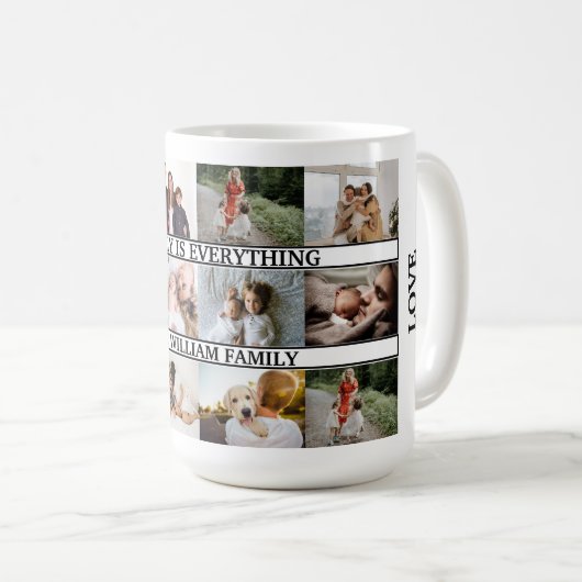 Familie ist alles Individuelle Name 12 Foto Collag Kaffeetasse (VorderseiteRechts)