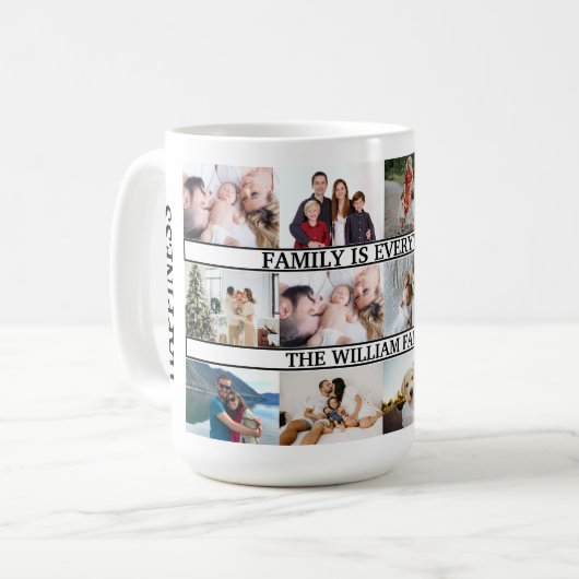 Familie ist alles Individuelle Name 12 Foto Collag Kaffeetasse (Vorderseite Links)