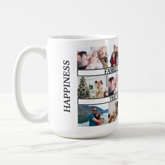 Familie ist alles Individuelle Name 12 Foto Collag Kaffeetasse (Links)