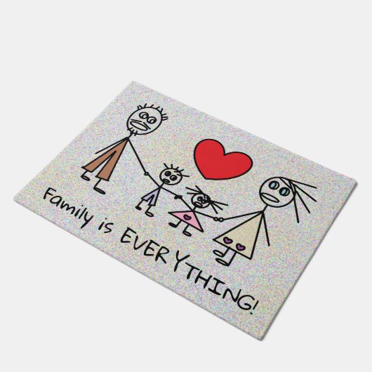 Familie ist ALLES niedlicher Fußmatte (Schrägansicht)