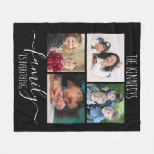 Familie ist alles Zitat 4 Foto Collage Schwarz Fleecedecke (Vorderseite (Horizontal))