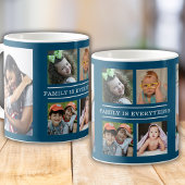 Familie ist alles Zitat 6 Foto Collage blau Kaffeetasse