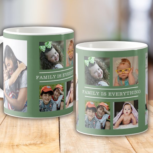 Familie ist alles Zitat 6 Foto Collage grün Kaffeetasse