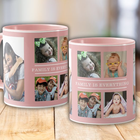 Familie ist alles Zitat 6 Foto Collage Rosa Tasse