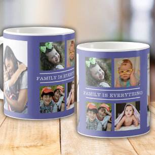 Familie ist alles Zitat 6 FotoCollage Lila Kaffeetasse
