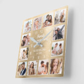 Familie ist alles Zitat Familie Foto Gold Quadratische Wanduhr (Winkel)
