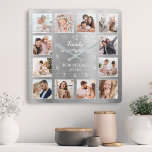 Familie ist alles Zitat Familie Foto Silber Quadratische Wanduhr<br><div class="desc">Erstellen Sie einfach Ihre eigene personalisierte,  silberfarbene,  moderne Wand-Uhr mit Ihren individuellen Fotos. Das Design enthält auch ein schönes,  handgeschriebenes Skriptangebot: "Familie ist alles". Um die besten Ergebnisse zu erzielen,  schneiden Sie die Bilder vor dem Hochladen auf Quadrat - mit dem Fokuspunkt in der Mitte.</div>