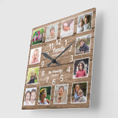 Familie ist alles Zitat Foto Collage Barn Wood Quadratische Wanduhr (Winkel)
