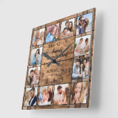 Familie ist alles Zitat Foto Collage Barrel Quadratische Wanduhr (Winkel)