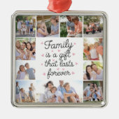 Familie ist ein Geschenk 10 Foto Collage Ornament Aus Metall (Vorne)