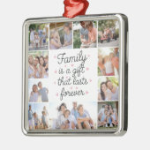 Familie ist ein Geschenk 10 Foto Collage Ornament Aus Metall (Links)