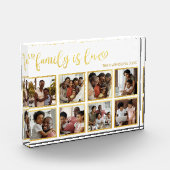 Familie ist Liebe Gold Heart Script Foto Collage (Links)