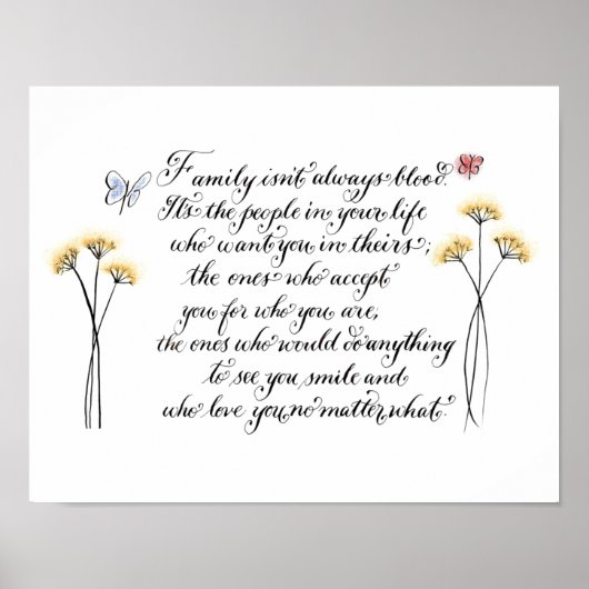 Familie ist nicht immer Blutziffertypografie Poster (Vorne)