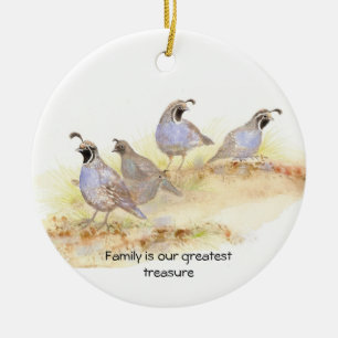 Familie ist unser bester Schatz, California Quail Keramik Ornament