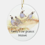Familie ist unser bester Schatz, California Quail Keramik Ornament (Links)