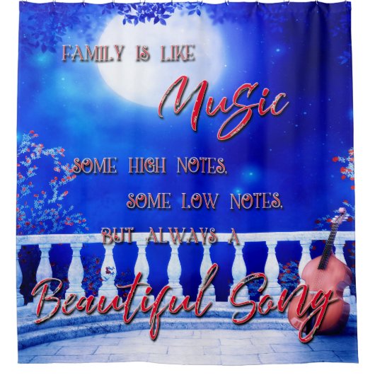 Familie ist wie Musik Duschvorhang (Vorderseite)
