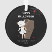 Familie & Jahr der niedlichen Mädchenmama-Kaffeeha Ornament (Rückseite)