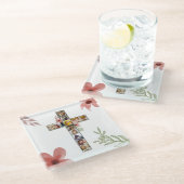 Familie Jesus Cross Christliche Kirche Lauf Glasuntersetzer (Schrägansicht)