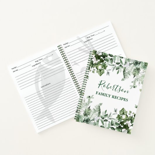 Familie Kabine Wasserfarbe Ivy Sage Ferns Rezept Notizblock (Innenseite)