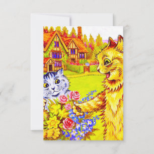 Familie Katzen im Garten RSVP Karte