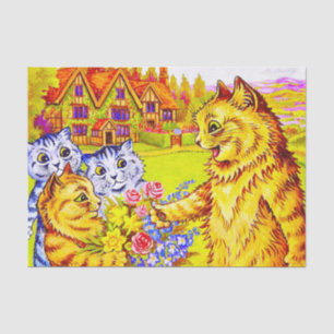 Familie Katzen im Garten Seidenpapier