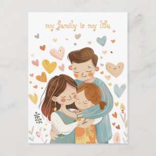 Familie Kawaii Postkarte