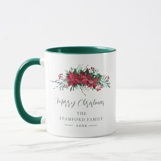 Familie Keepake Poinsettia Blumenweihnacht Tasse (Links)