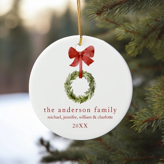 Familie Keepake Weihnachtsgrün Red Bow Keramik Ornament