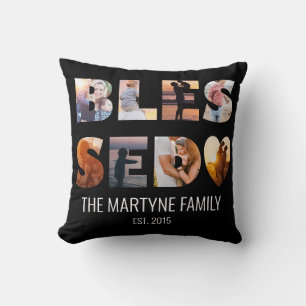Familie Kinder Foto Personalisiert schwarz gesegne Kissen