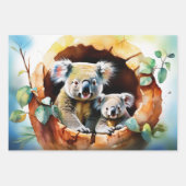 Familie Koala im Wasserfarbenwald Geschenkpapier Set (Vorderseite 3)
