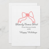 Familie kommt zuerst rotes Schleifen-Familienname  Einladung (Vorne/Hinten)