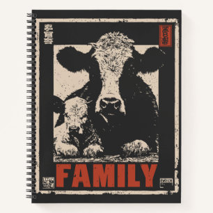 Familie Kuh und Kalb - Rustikale Mutter und Baby Notizblock