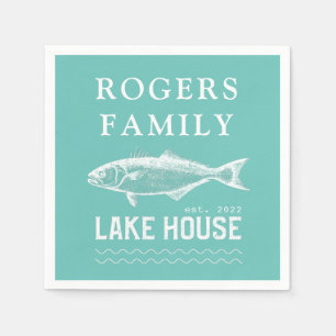 Familie Lake House Name Türkis Blue Paper Serviette