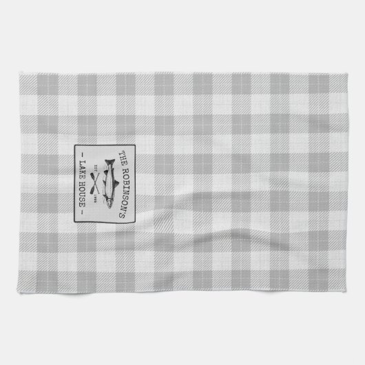 Familie Lake House Oars Fischen Rustikal Weiß Kari Geschirrtuch (Horizontal)