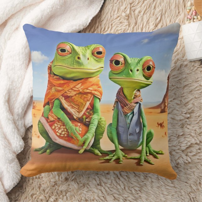 Familie Lizard Artwork Kissen (Decke)