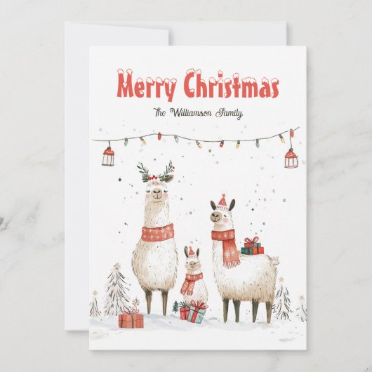 Familie Llama 3 Weihnachtskarten Feiertagskarte (Vorderseite)