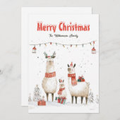 Familie Llama 3 Weihnachtskarten Feiertagskarte (Vorne/Hinten)