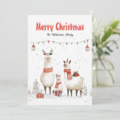 Familie Llama 3 Weihnachtskarten Feiertagskarte (Stehend Vorderseite)