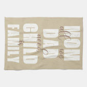 Familie (Mama, Vater, Kind) weiß auf Sand Geschirrtuch (Horizontal)