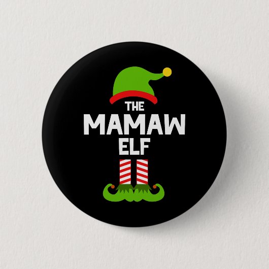 Familie Mamaw Elf Weihnachten Matching Pajama Pj Button (Vorderseite)